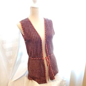 VTG Vest Cardigan Boho Orange M